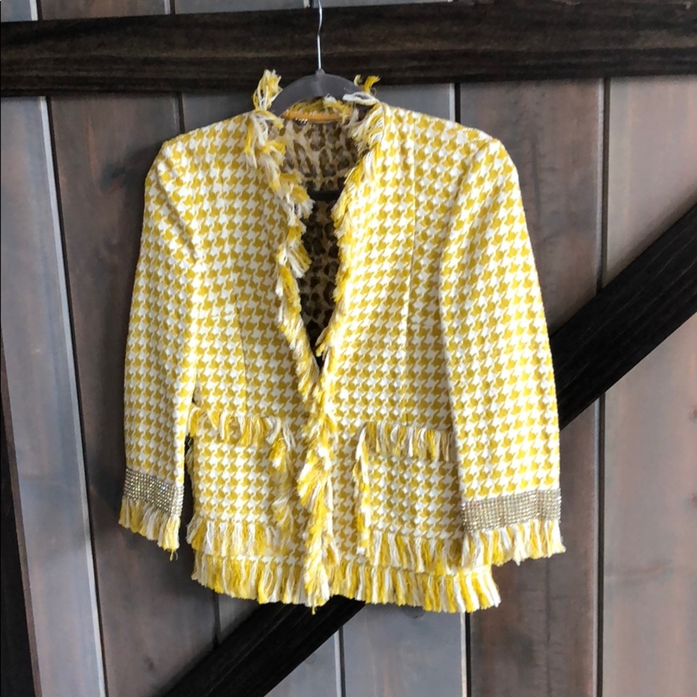 Dolce & Gabbana crystal cuff houndstooth jacket 38